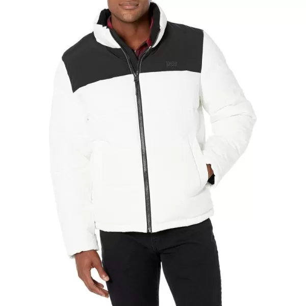 Levis Mens Arctic Cloth Retro Bubble Puffer JacketWhiteBlack Tonal Logo