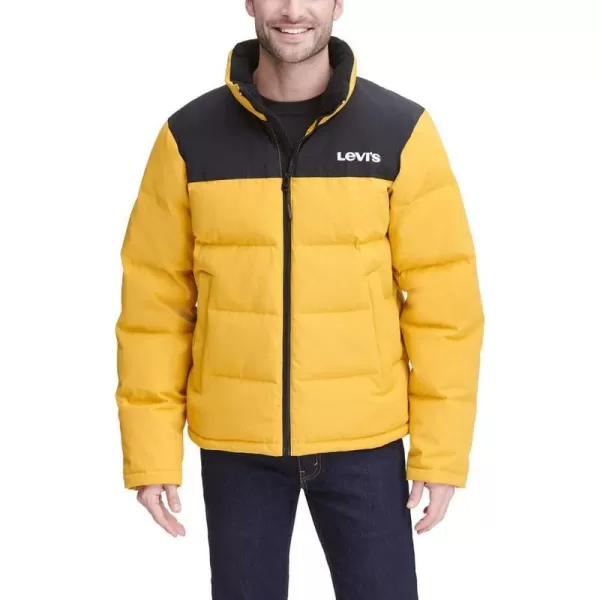 Levis Mens Arctic Cloth Retro Bubble Puffer JacketYellow Black