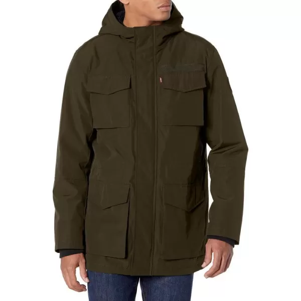 Levis Mens Arctic Cloth Sherpa Lined ParkaStandard Dark Olive