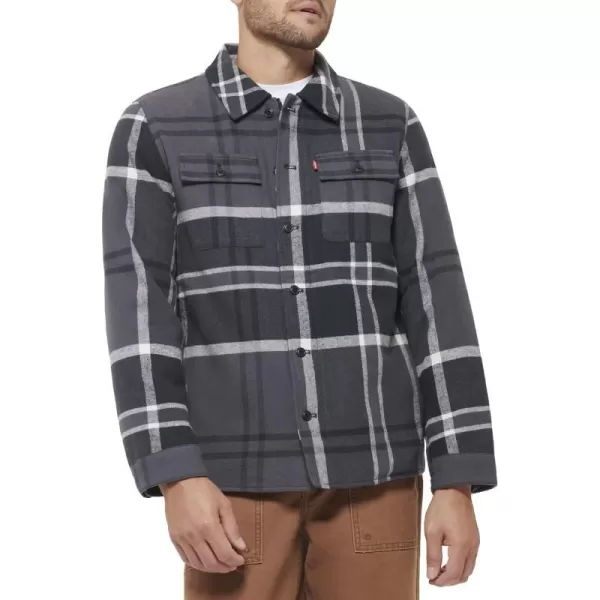 Levis Mens Classic Shirt JacketGreyCharcoal Plaid