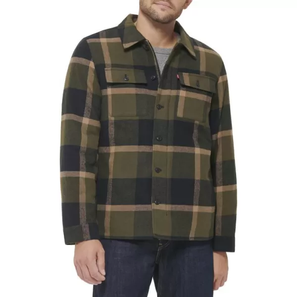 Levis Mens Classic Shirt JacketOliveBlack Plaid