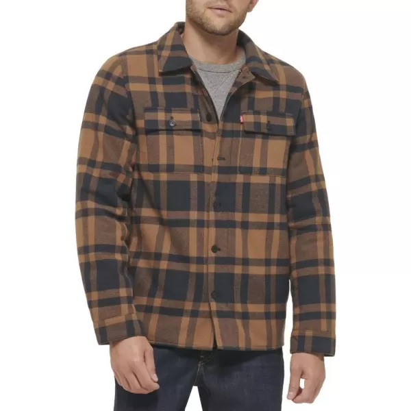 Levis Mens Classic Shirt JacketWorker BrownCharcoal Plaid