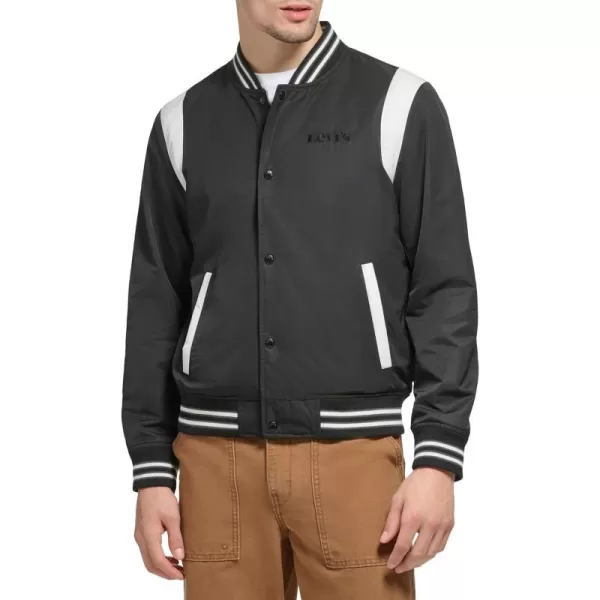 Levis Mens Colorblock Varsity Bomber JacketBlack Racer Stripe