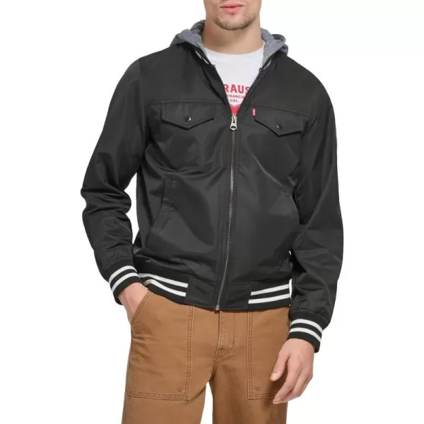 Levis Mens Colorblock Varsity Bomber JacketBlack W Hood