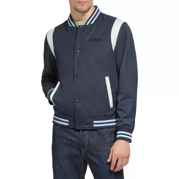 Levis Mens Colorblock Varsity Bomber JacketNavy Racer Stripe