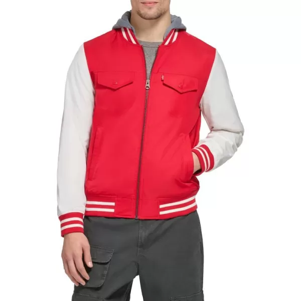 Levis Mens Colorblock Varsity Bomber JacketRed