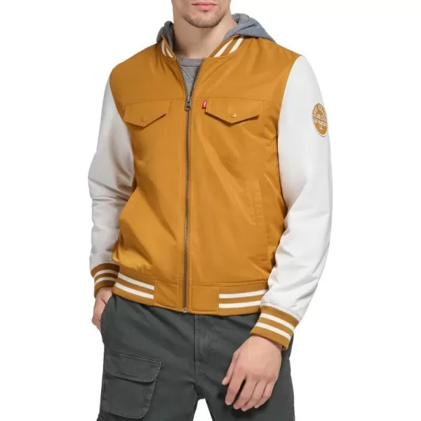 Levis Mens Colorblock Varsity Bomber JacketSpice W Hood