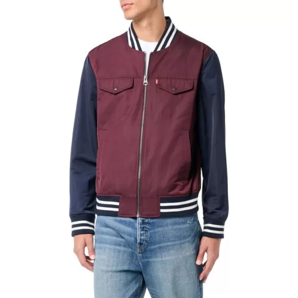 Levis Mens Colorblock Varsity Bomber JacketWine Colorblock