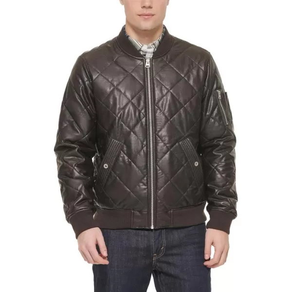 Levis Mens Diamond Quilted Bomber JacketSaddle Faux Leather