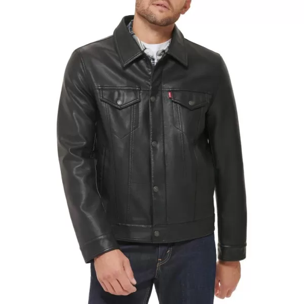 Levis Mens Faux Leather Classic Trucker JacketNew Black