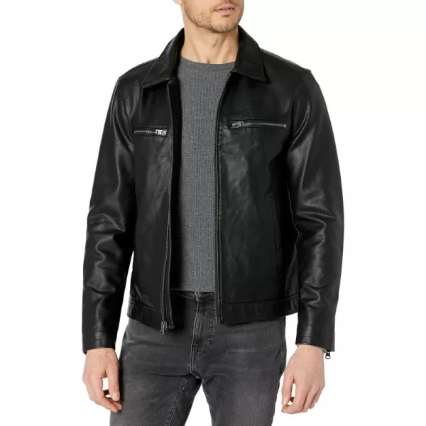 Levis Mens Faux Leather Laydown Collar Racer JacketBlack