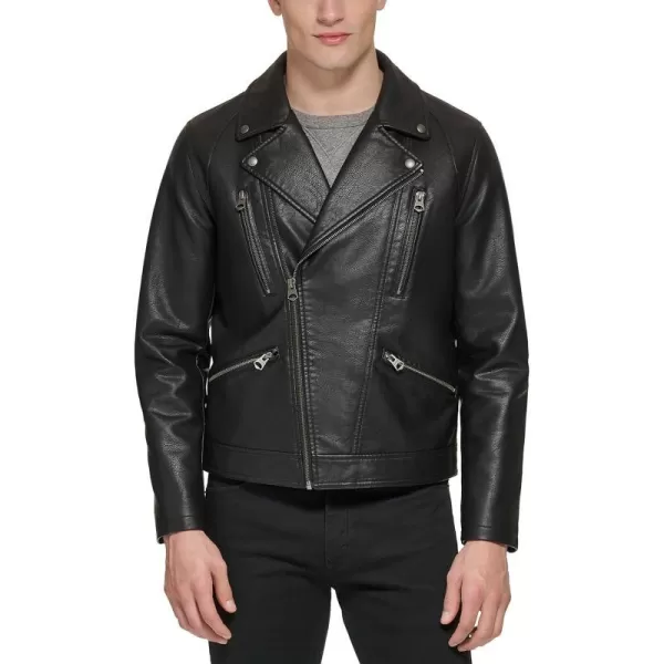 Levis Mens Faux Leather Motorcycle JacketBlack Multi Zip