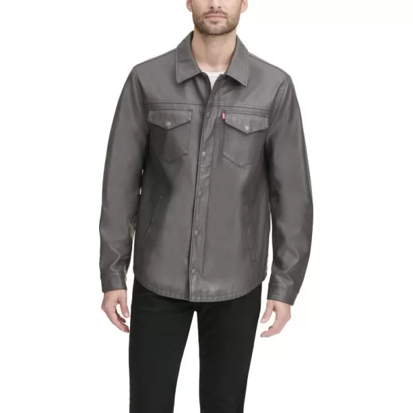 Levis Mens Faux Leather Shirt JacketCharcoal