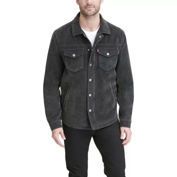 Levis Mens Faux Leather Shirt JacketCharcoal Faux Suede