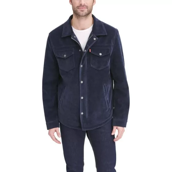 Levis Mens Faux Leather Shirt JacketNavy Faux Suede