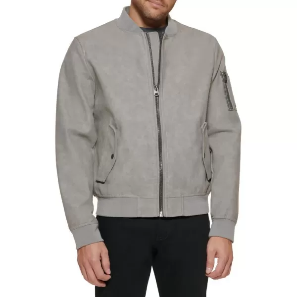 Levis Mens Faux Leather Varsity Bomber JacketLight Grey