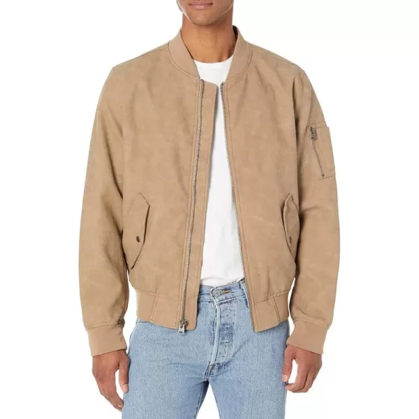 Levis Mens Faux Leather Varsity Bomber JacketSand