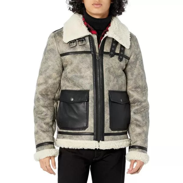 Levis Mens Faux Shearling Rancher Aviator JacketGrey