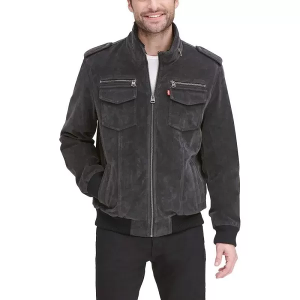 Levis Mens Faux Suede Sherpa Aviator Bomber JacketCharcoal