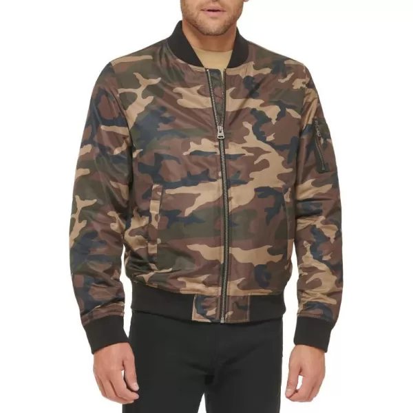 Levis Mens Flight Satin Bomber JacketCamo Classic Unfilled