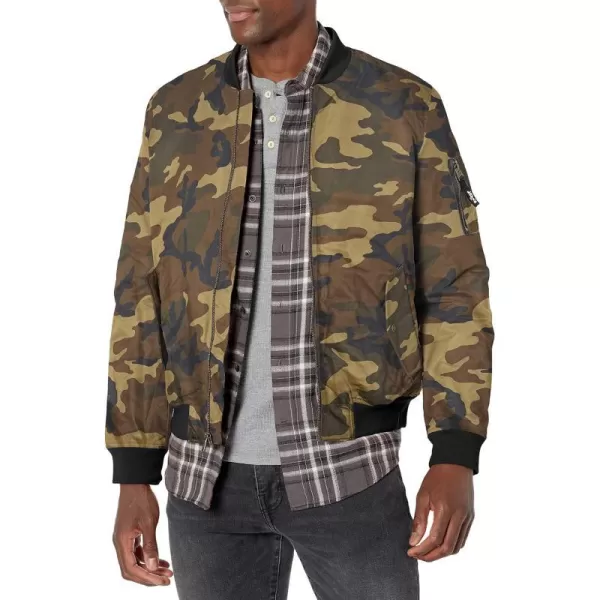 Levis Mens Flight Satin Bomber JacketCamo Ma1 Filled