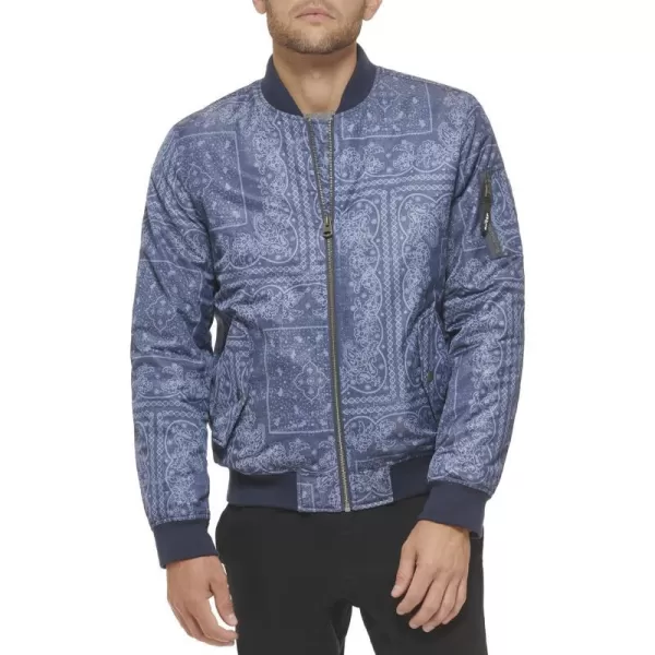 Levis Mens Flight Satin Bomber JacketFaded Blue Bandana Ma1 Filled