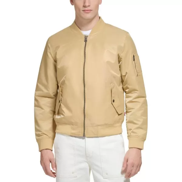 Levis Mens Flight Satin Bomber JacketKhaki Ma1 Unfilled