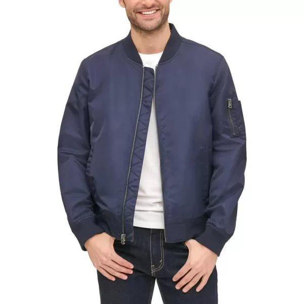 Levis Mens Flight Satin Bomber JacketNavy Classic Unfilled