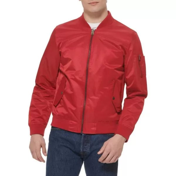 Levis Mens Flight Satin Bomber JacketRed Unfilled