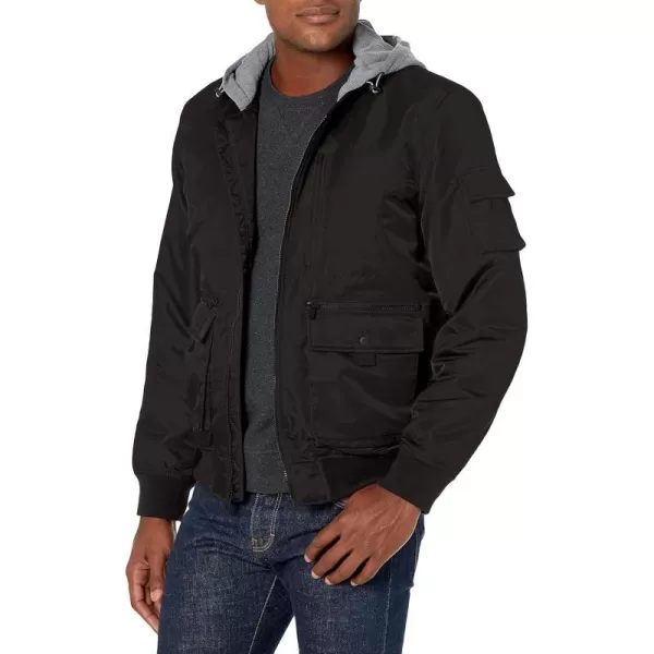 Levis Mens Hooded Bomber JacketBlack Hooded