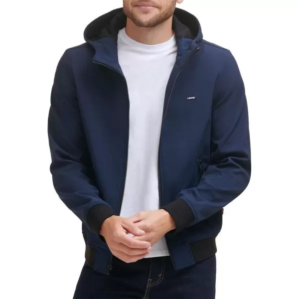 Levis Mens Hooded Water Resistant Softshell Bomber JacketNew Navy