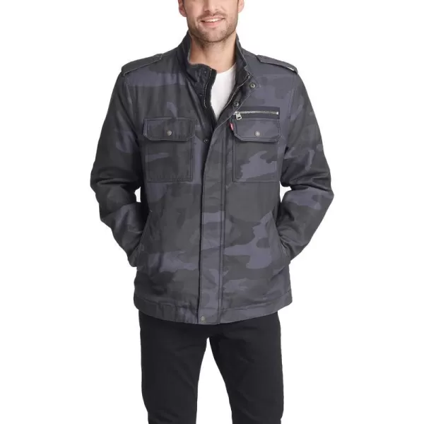 Levis Mens Legacy Washed Cotton Military JacketBlue Camo