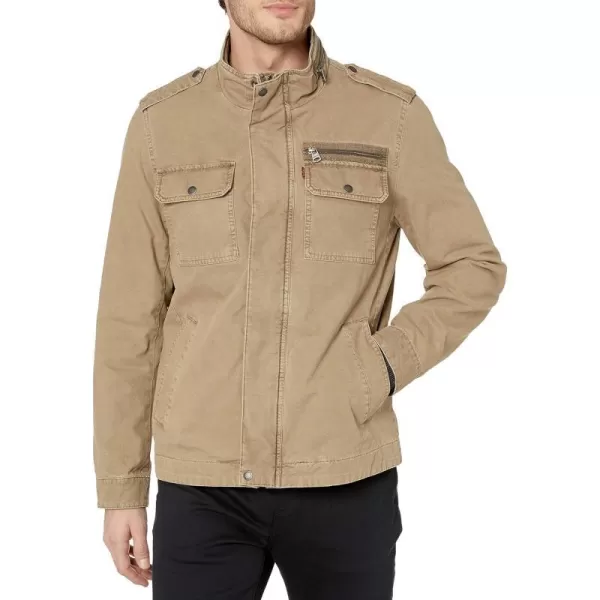 Levis Mens Legacy Washed Cotton Military JacketLt Khaki