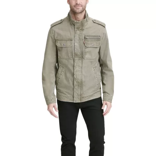 Levis Mens Legacy Washed Cotton Military JacketLt Olive