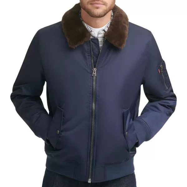 Levis Mens Ma1 Flight JacketNavyFaux Fur Collar