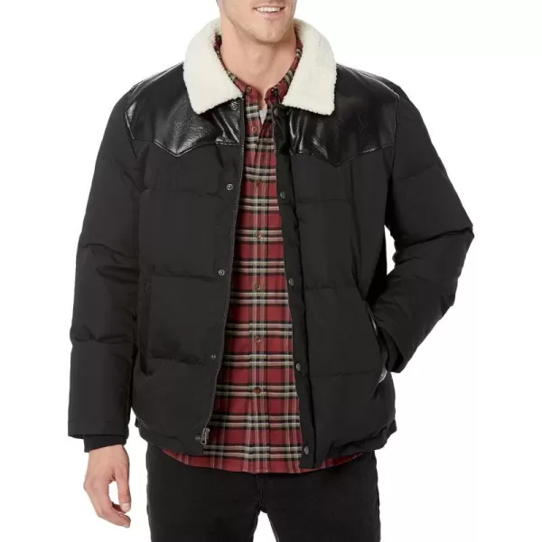 Levis Mens Out West Mixed Media Puffer JacketBlack Puffer