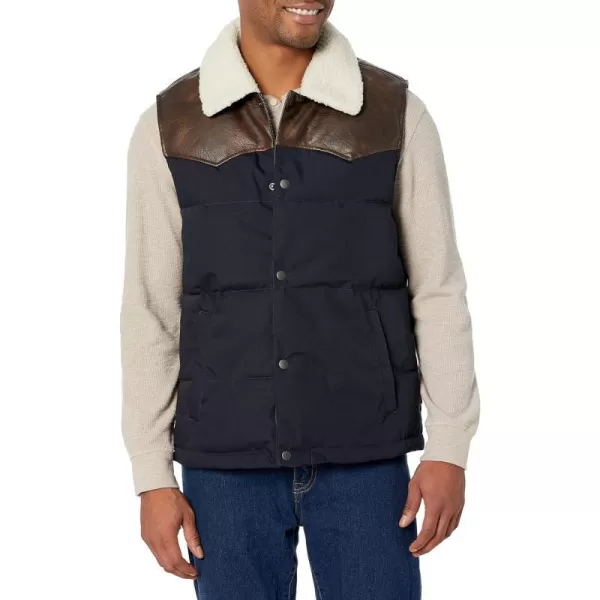 Levis Mens Out West Mixed Media Puffer VestNavy