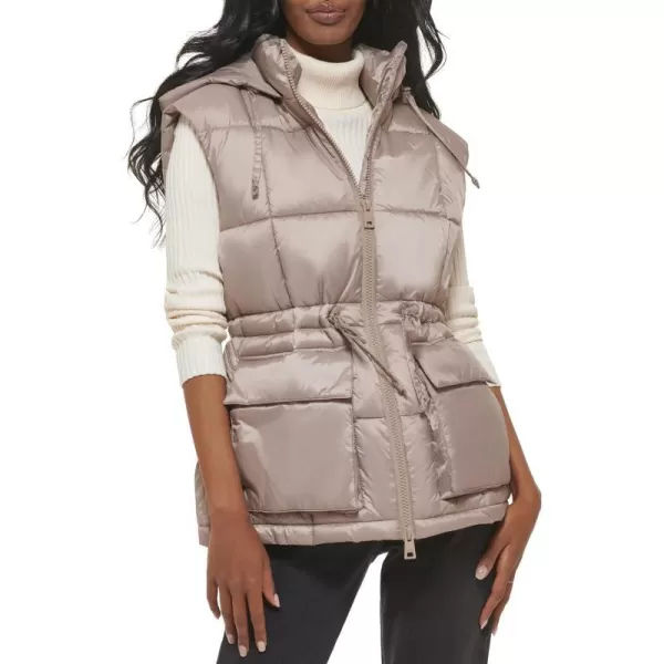 Levis Mens Quilted Megan Hooded Puffer JacketLight Grey Vest