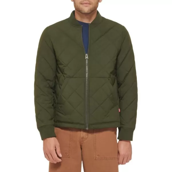 Levis Mens Quilted Open Bottom Bomber JacketMilitary Army Green