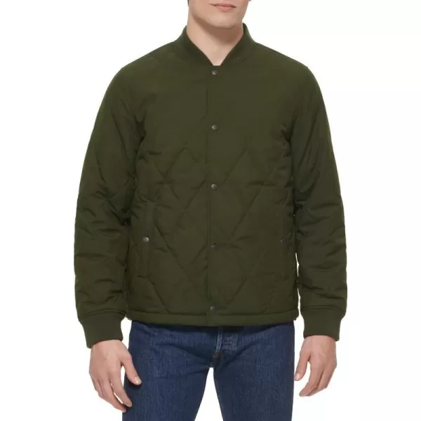 Levis Mens Quilted Open Bottom Bomber JacketOlive Onion Quilt