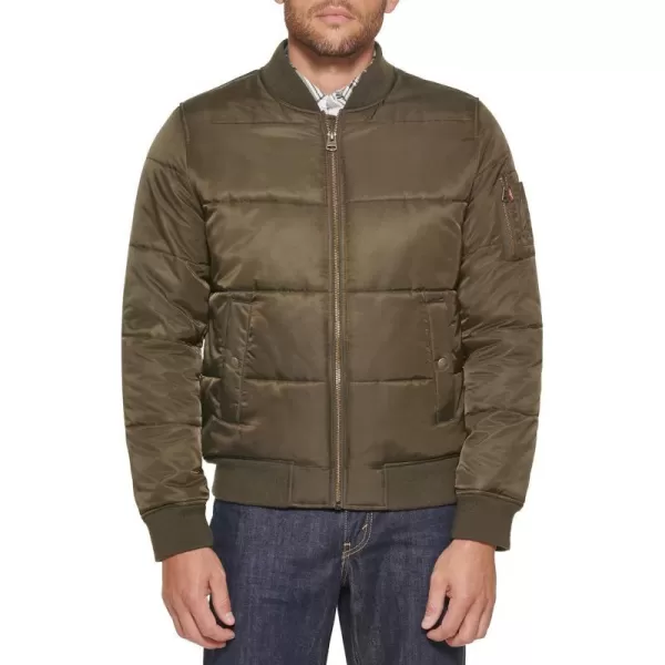 Levis Mens Quilted Puffer Bomber JacketOlive