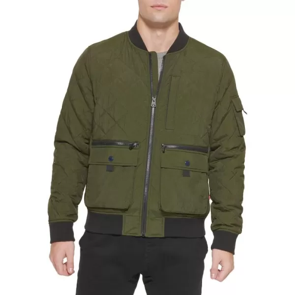 Levis Mens Quilted Utility Bomber JacketArmy Green