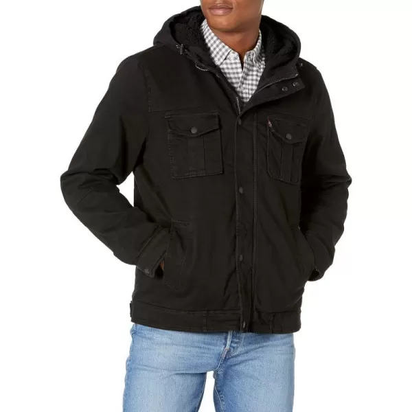 Levis Mens Sherpa Lined 4Pocket Military JacketBlack