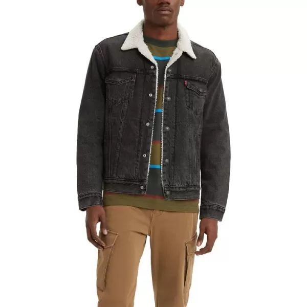 Levis Mens Sherpa Trucker Jacket Also Available in Big amp TallStandard Black Stonewash