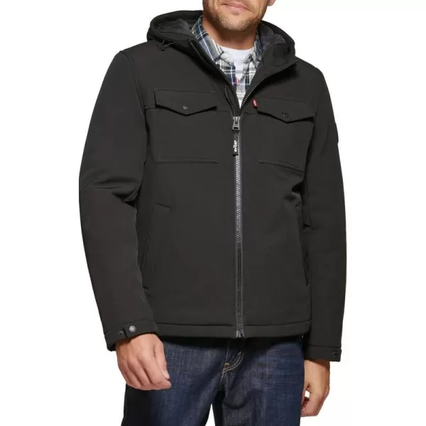 Levis Mens Soft Shell Hooded Storm Coat Regular  Big  Tall SizesBlack