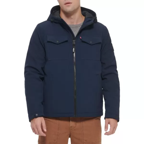 Levis Mens Soft Shell Hooded Storm Coat Regular  Big  Tall SizesMidnight