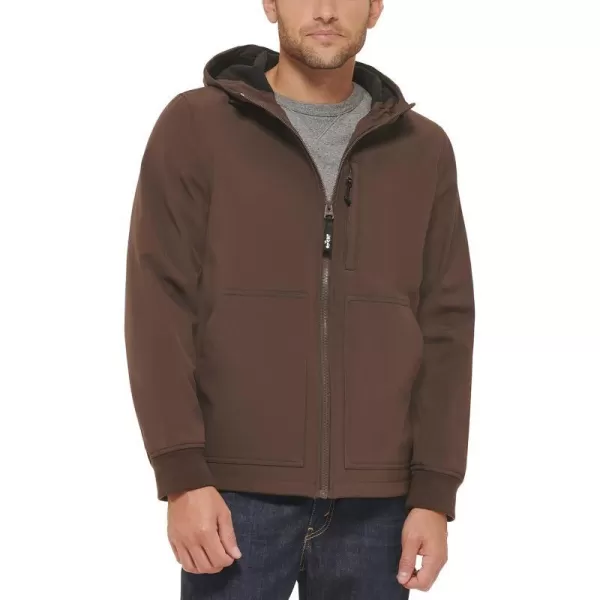 Levis Mens Soft Shell Trail Hoody JacketDark Brown