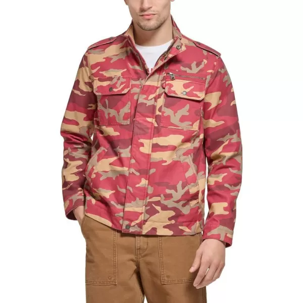 Levis Mens Washed Cotton Military Jacket Regular amp Big amp Tall SizesKhaki Red Camo