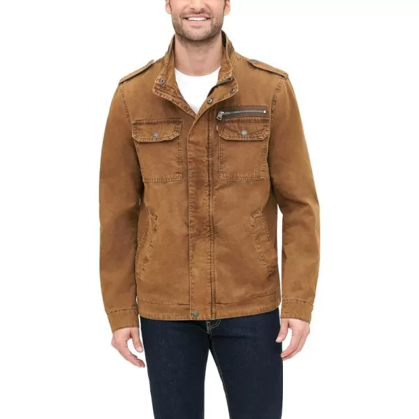 Levis Mens Washed Cotton Military Jacket Regular amp Big amp Tall SizesWorker Brown Unfilled