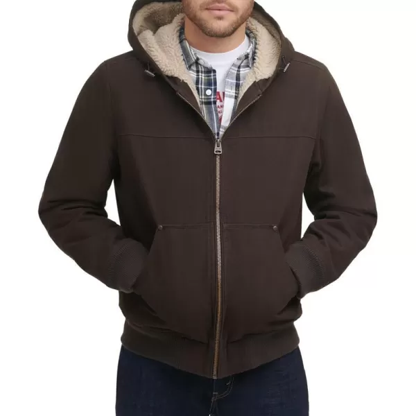 Levis Mens Workwear Cotton Canvas Hoody Bomber Jacket Regular amp Big amp Tall SizesDark Brown 2